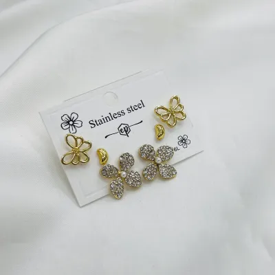 3 Pairs Floral Stud Earring Sets (1 Pata)
